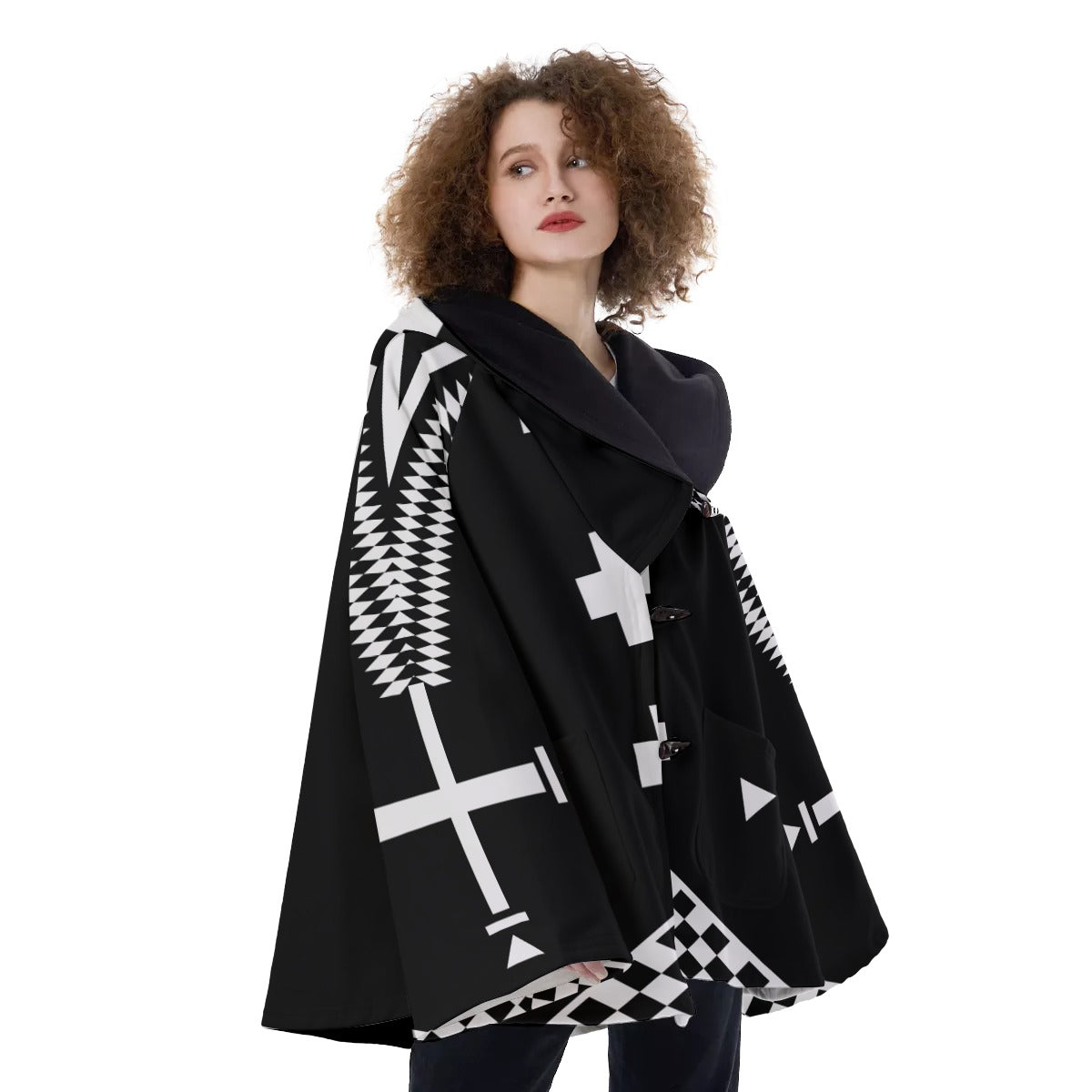 WelcomeNative Native American Hooded Flared Coat, 3D Hooded Coat, All Over Print