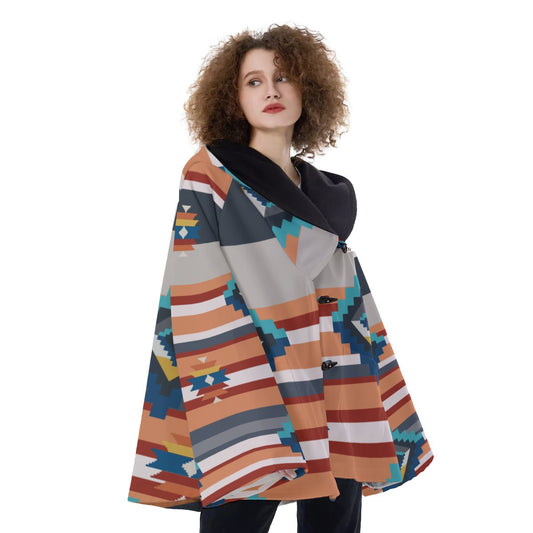 WelcomeNative Native American Hooded Flared Coat, 3D Hooded Coat, All Over Print