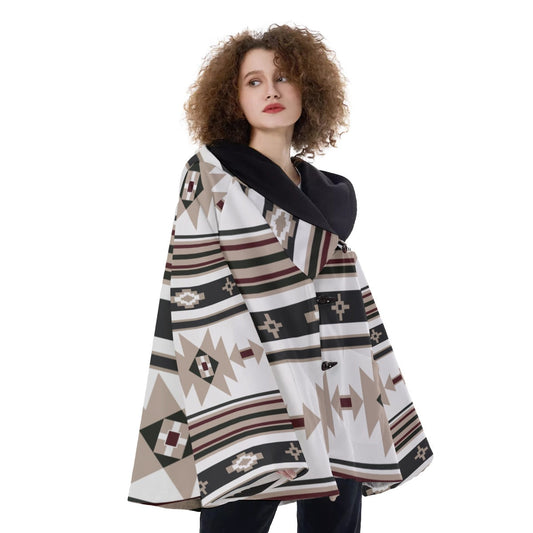 WelcomeNative Native American Hooded Flared Coat, 3D Hooded Coat, All Over Print