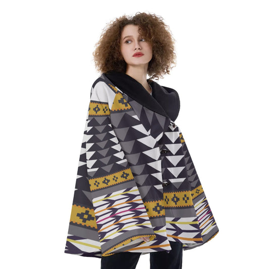 WelcomeNative Native American Hooded Flared Coat, 3D Hooded Coat, All Over Print