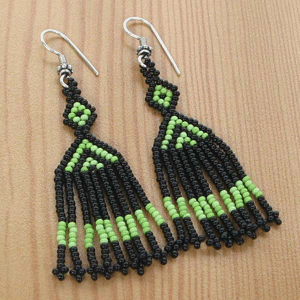 Black Green Egyptian Art Beaded Choker Necklace Earrings - Welcome Native