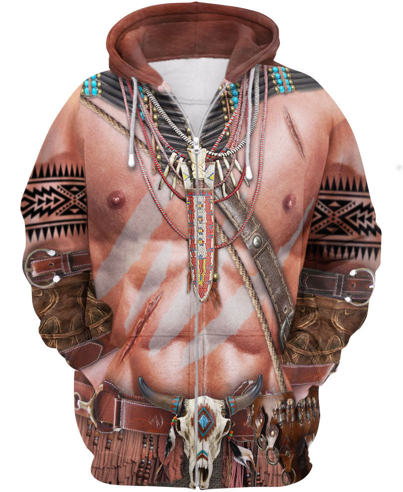 WelcomeNative Warrior Style Native Ameican Hoodie, All Over Print Hoodie, Native American - Design #55216