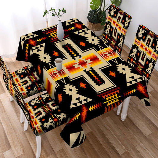 WelcomeNative Black Tribe Design Native American Tablecloth, Chair cover, 3D Tablecloth, All Over Print