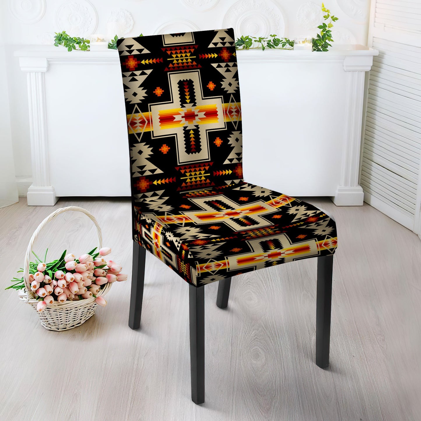 WelcomeNative Black Tribe Design Native American Tablecloth, Chair cover, 3D Tablecloth, All Over Print