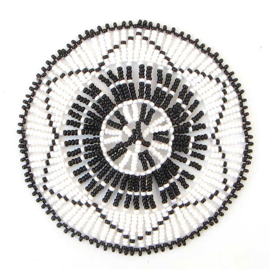 Black White Chess Board Seed Beaded Coaster 2 Pc - Welcome Native