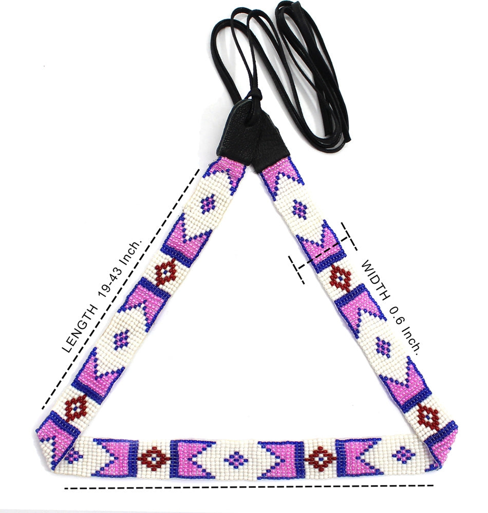 Purple White Red Billy Jack Movie Inspired Seed Beaded Cowboy Hat Band - Welcome Native