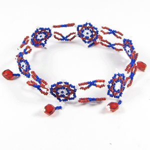 Blue Red White Seed Beads Stretchable Beaded Anklet - Beaded Anklets - Welcome Native