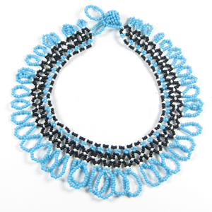 Turquoise Blue Black Seed Beads Beaded Anklet Handmade - Beaded Anklets - Welcome Native