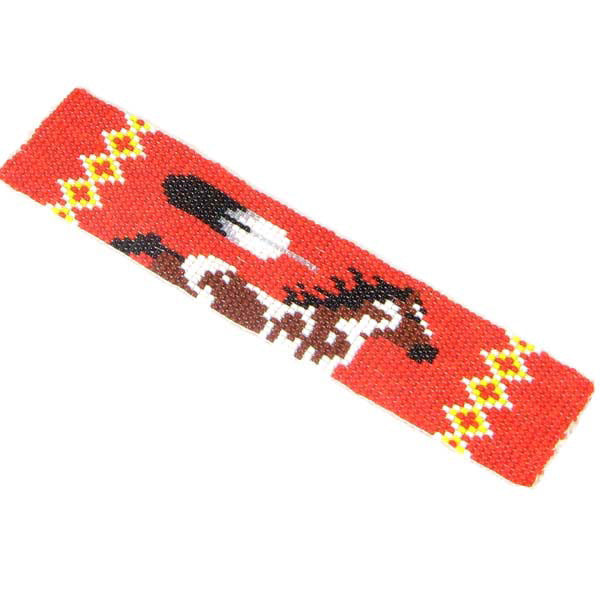 WelcomeNative Handmade Beaded Red Horse Leather Bracelet