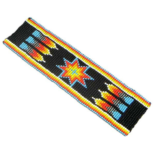 WelcomeNative Handmade Beaded Black Red Star Bracelet Leather