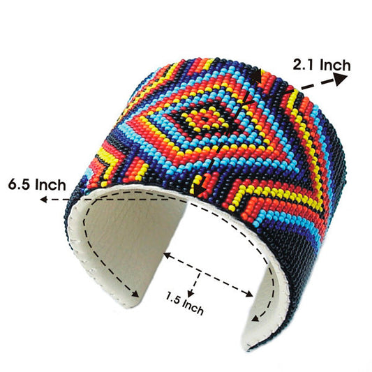 WelcomeNative Handmade Beaded Multicolor Medicine Man's Eye Bracelet Leather
