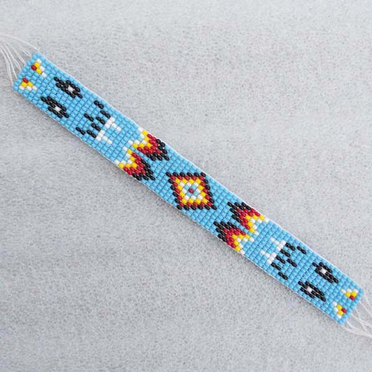 Bead Bracelet Narrow Hard Cuff Leather B53/9- Beaded Bracelets - Welcome Native