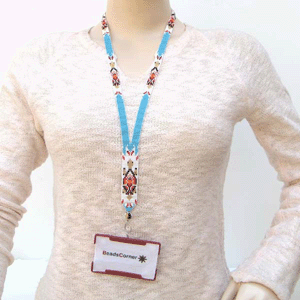 WelcomeNative Native American Style Turtle Design Seed Beaded Lanyard Id Holder