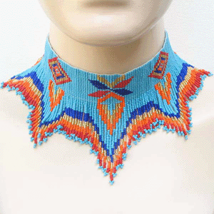 WelcomeNative Handmade Beaded Turquoise Blue Seed Bead Choker Necklace