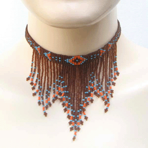 WelcomeNative Handmade Beaded Brown Seed Bead Choker Necklace