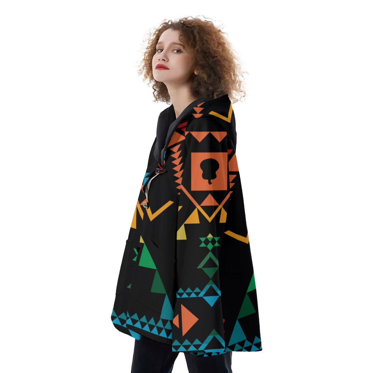 WelcomeNative Native American Hooded Flared Coat, 3D Hooded Coat, All Over Print