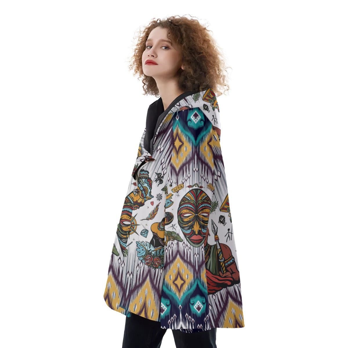 WelcomeNative Native American Hooded Flared Coat, 3D Hooded Coat, All Over Print