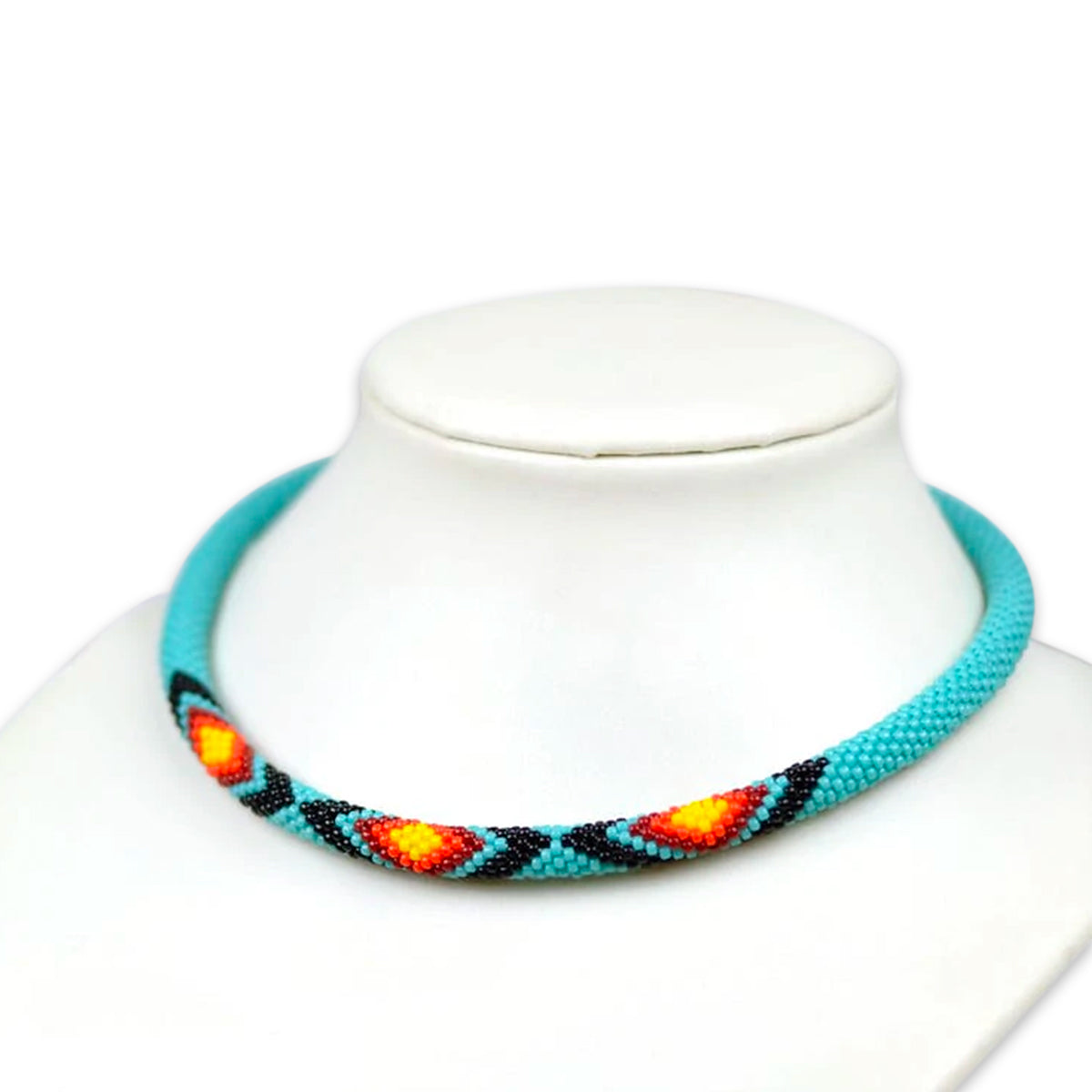 WelcomeNative Handmade Turquoise Seed Bead Necklace