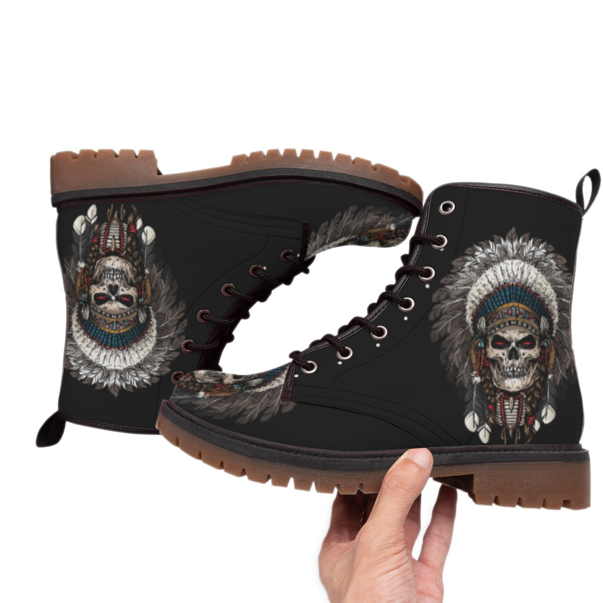 WelcomeNative Skull Native Leather Martin Short Boots