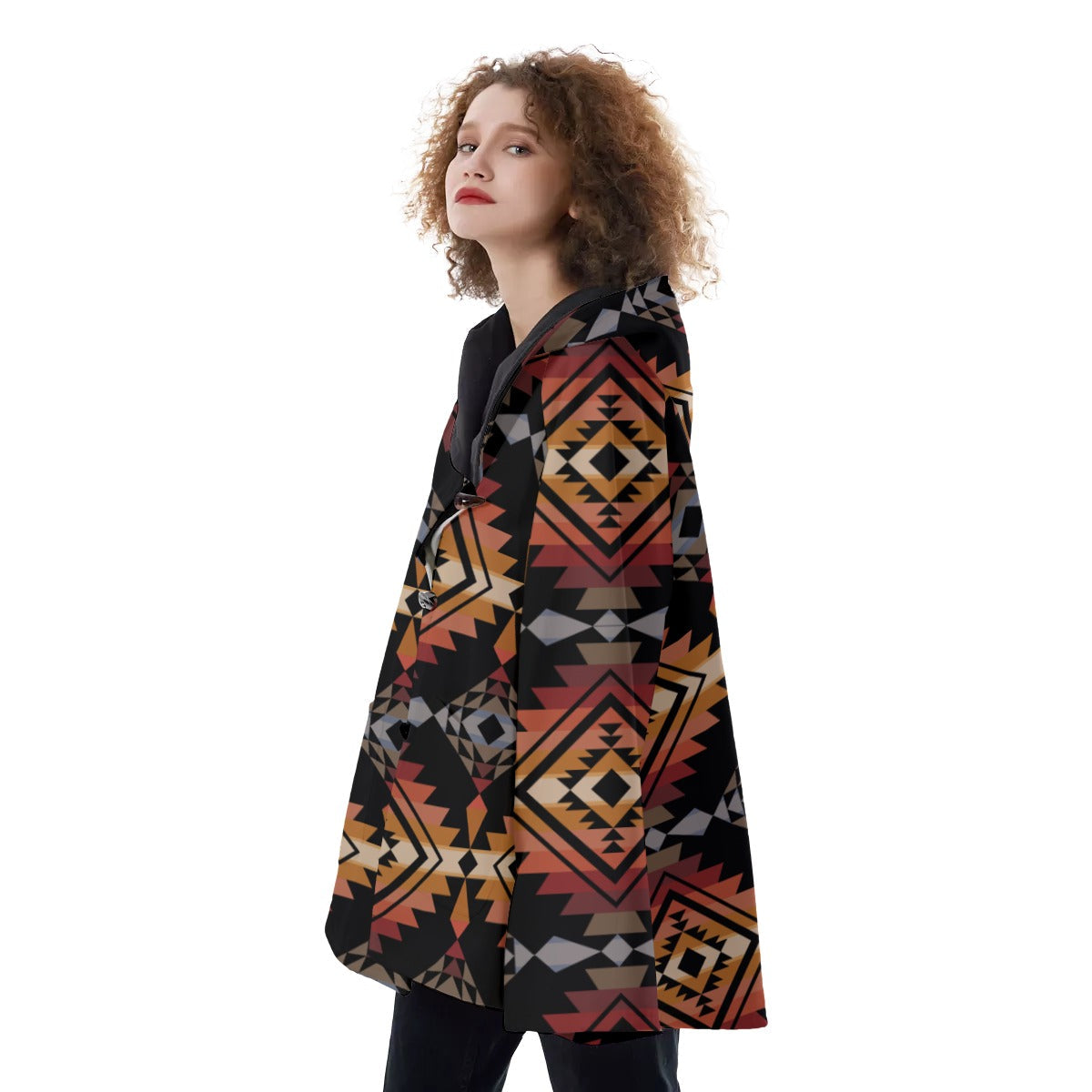 WelcomeNative Native American Hooded Flared Coat, 3D Hooded Coat, All Over Print