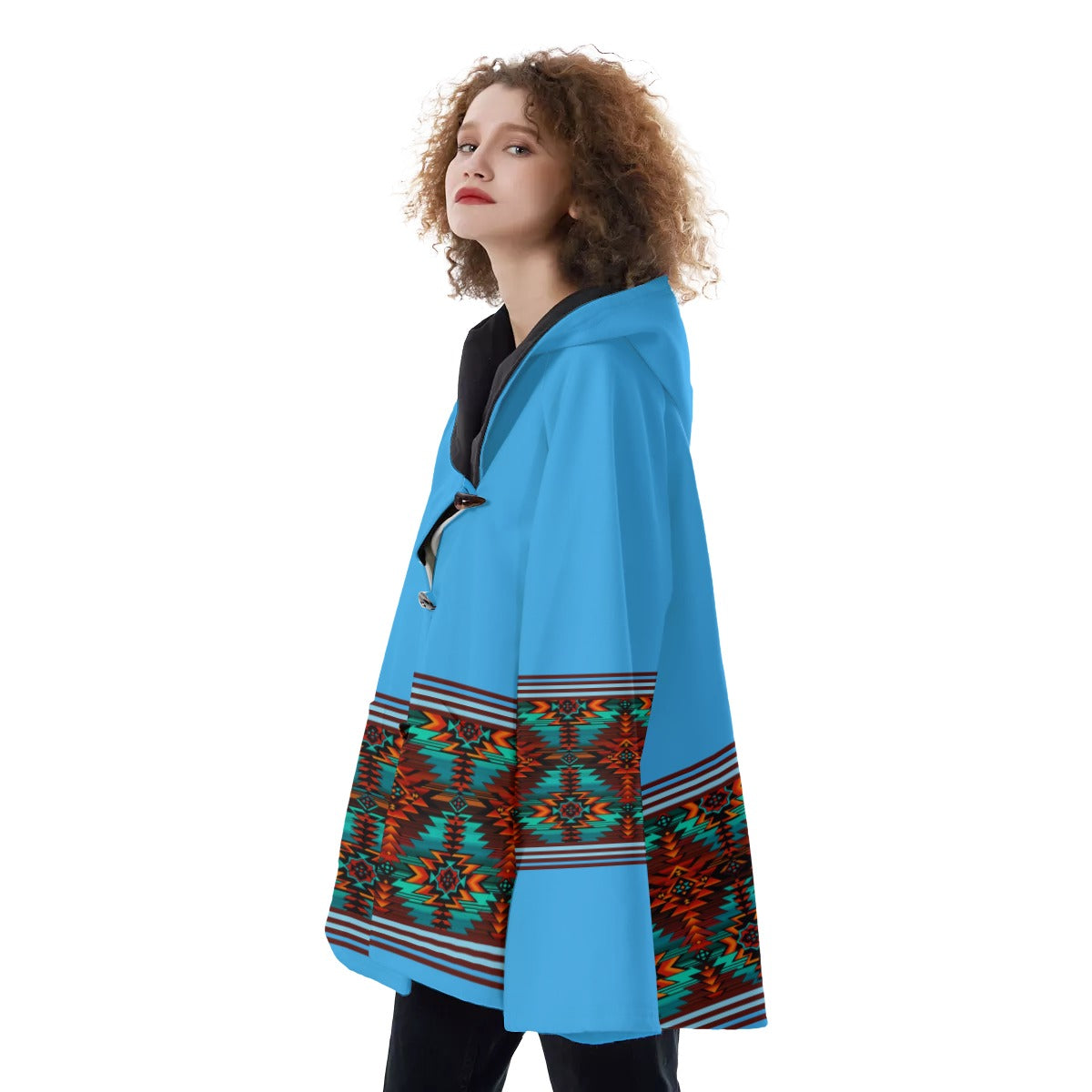 WelcomeNative Native American Hooded Flared Coat, 3D Hooded Coat, All Over Print