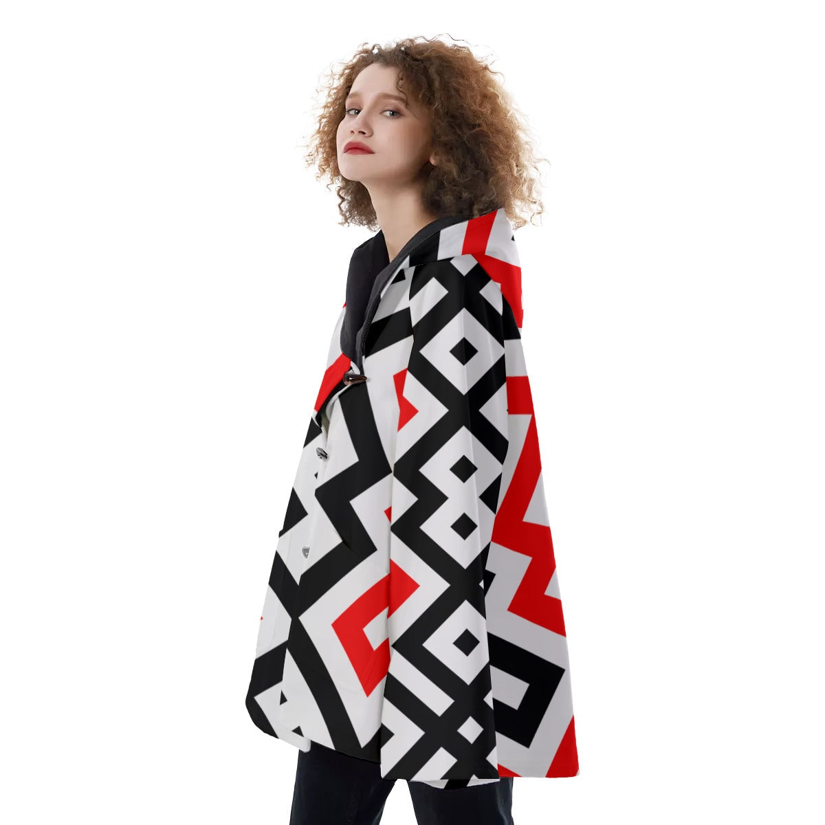 WelcomeNative Native American Hooded Flared Coat, 3D Hooded Coat, All Over Print