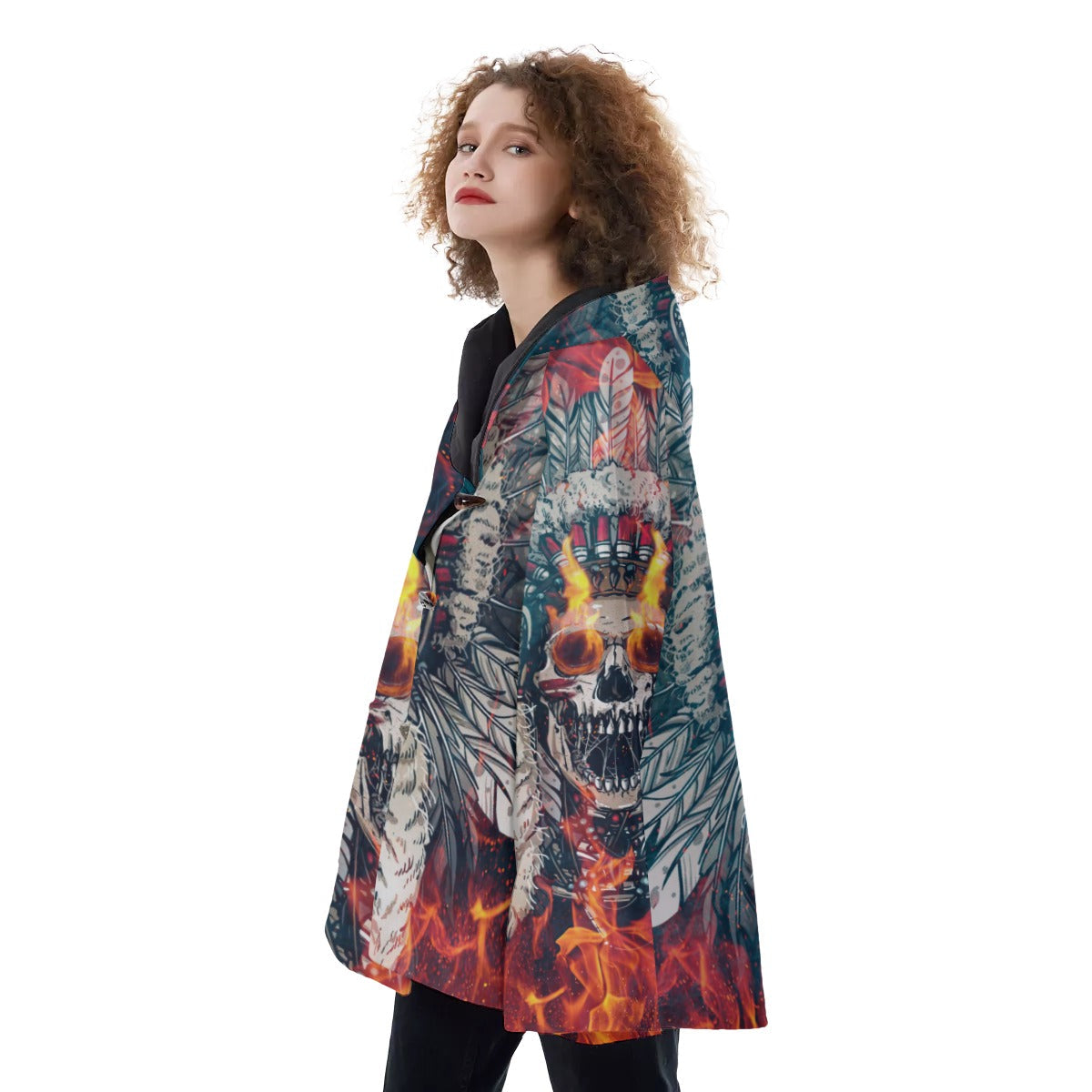 WelcomeNative Native American Hooded Flared Coat, 3D Hooded Coat, All Over Print