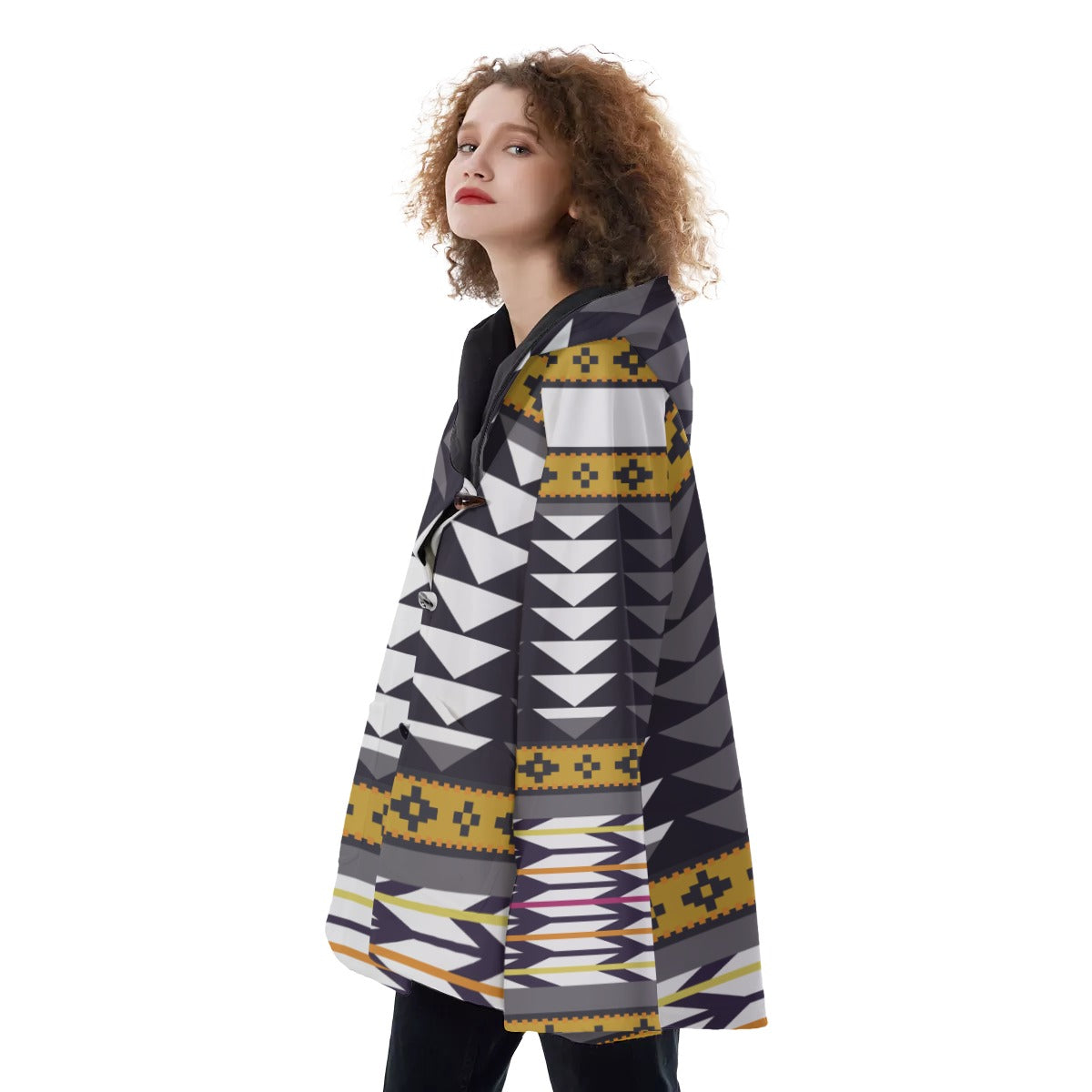 WelcomeNative Native American Hooded Flared Coat, 3D Hooded Coat, All Over Print