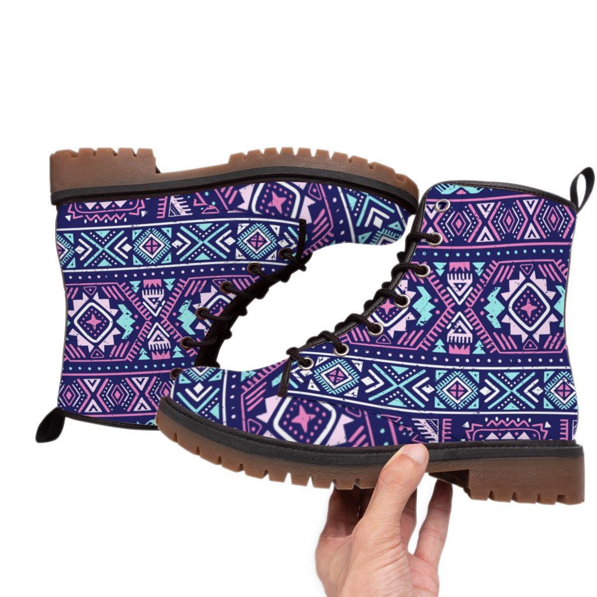 WelcomeNative Pattern Native Leather Martin Short Boots