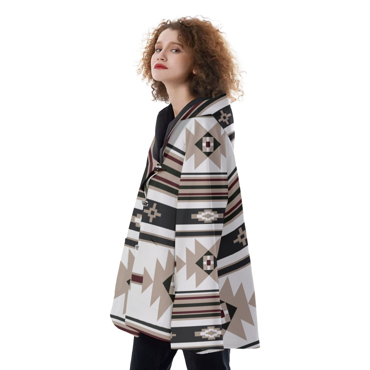 WelcomeNative Native American Hooded Flared Coat, 3D Hooded Coat, All Over Print