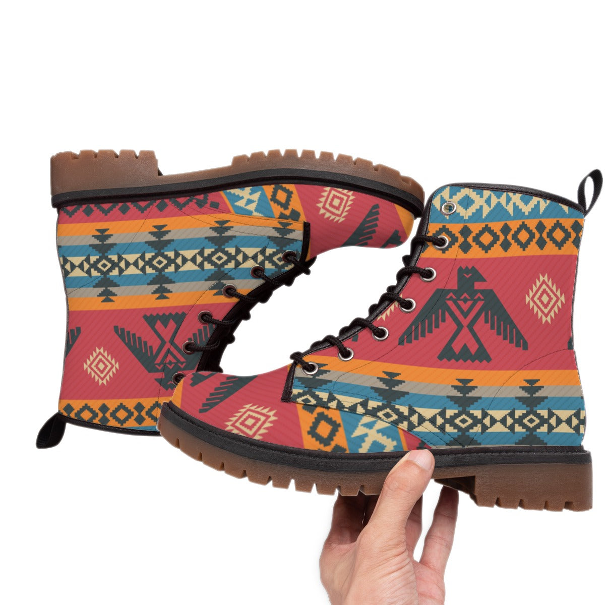 WelcomeNative Pattern Native Leather Martin Short Boots