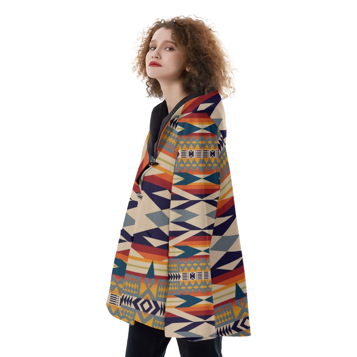 WelcomeNative Native American Hooded Flared Coat, 3D Hooded Coat, All Over Print