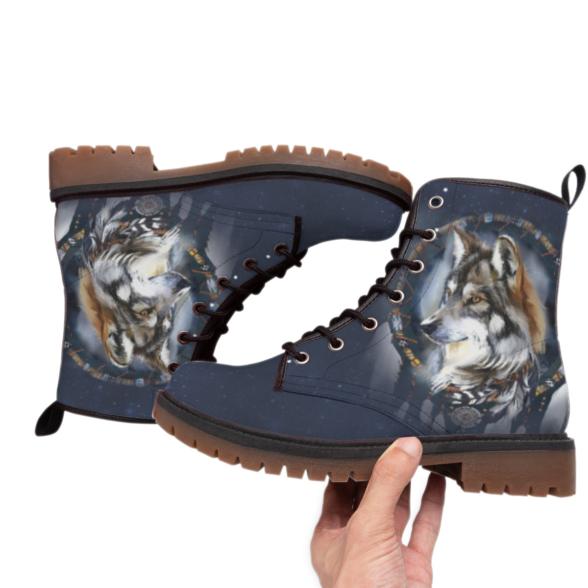 WelcomeNative Wolf Native Leather Martin Short Boots