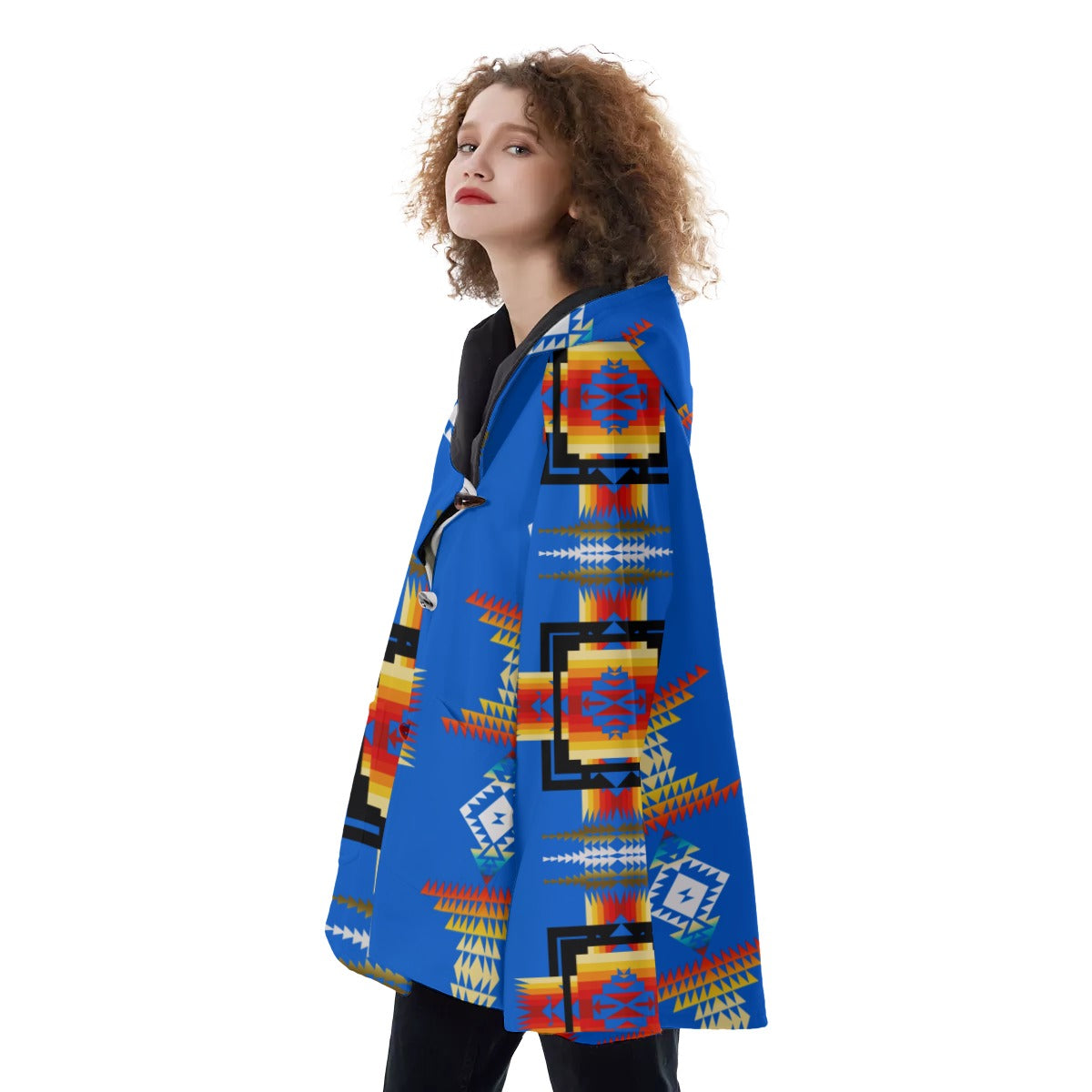 WelcomeNative Native American Hooded Flared Coat, 3D Hooded Coat, All Over Print