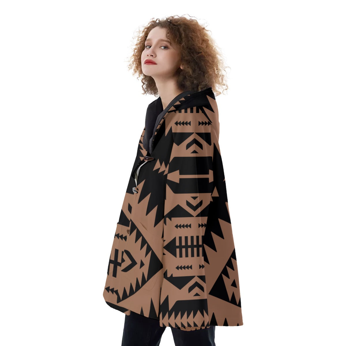 WelcomeNative Native American Hooded Flared Coat, 3D Hooded Coat, All Over Print