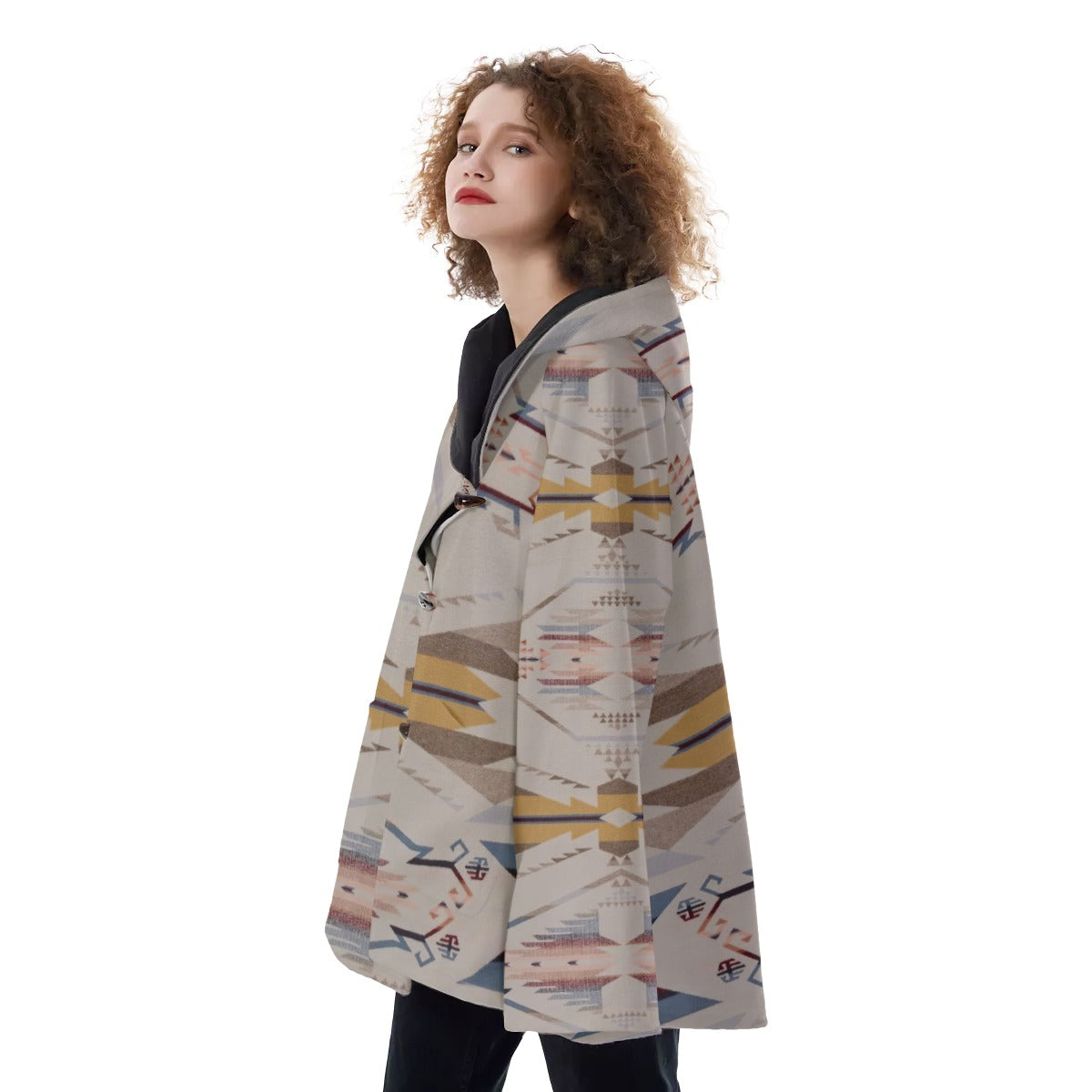 WelcomeNative Native American Hooded Flared Coat, 3D Hooded Coat, All Over Print