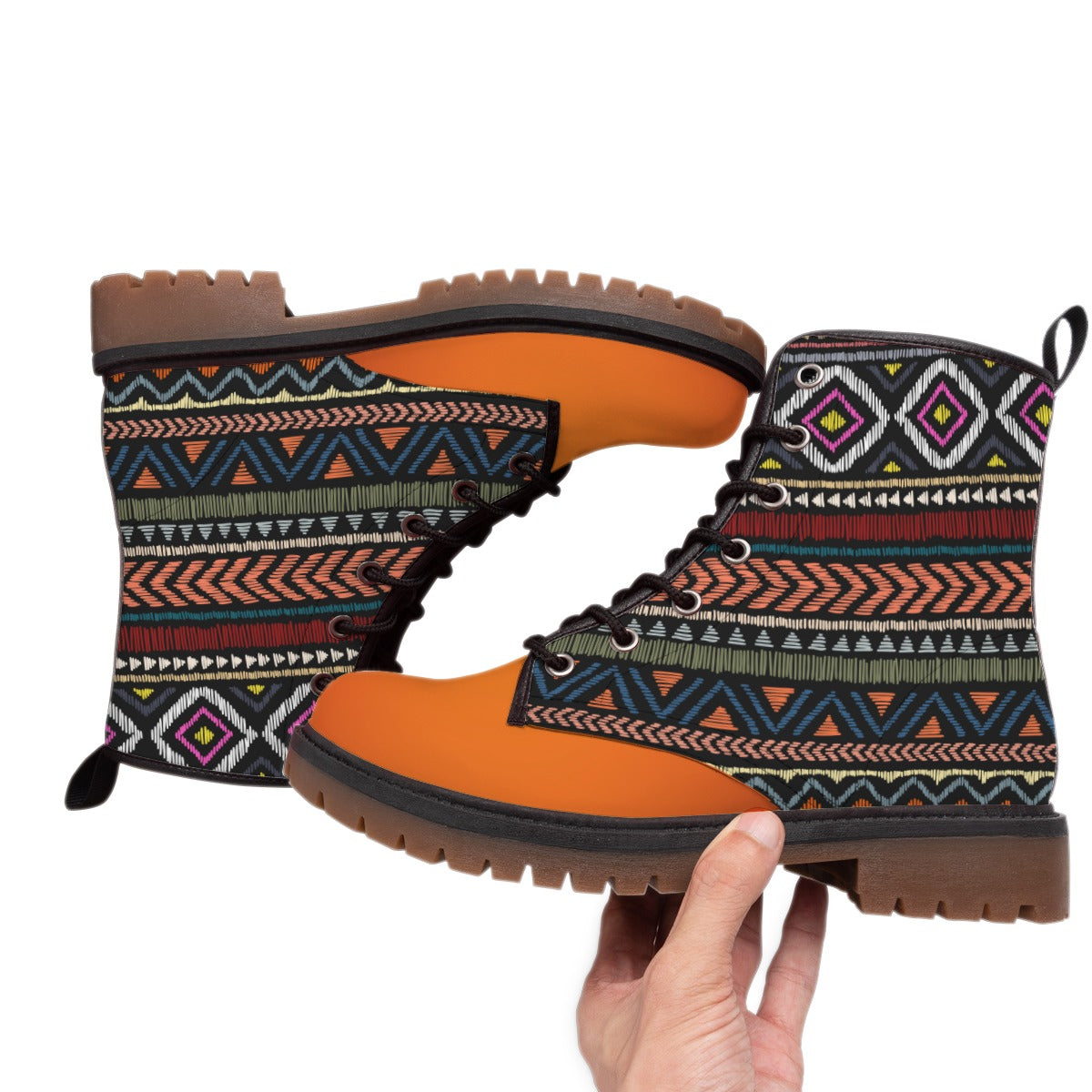 WelcomeNative Pattern Native Leather Martin Short Boots