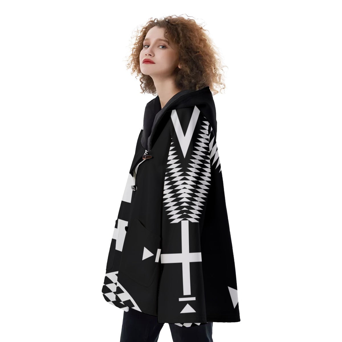 WelcomeNative Native American Hooded Flared Coat, 3D Hooded Coat, All Over Print