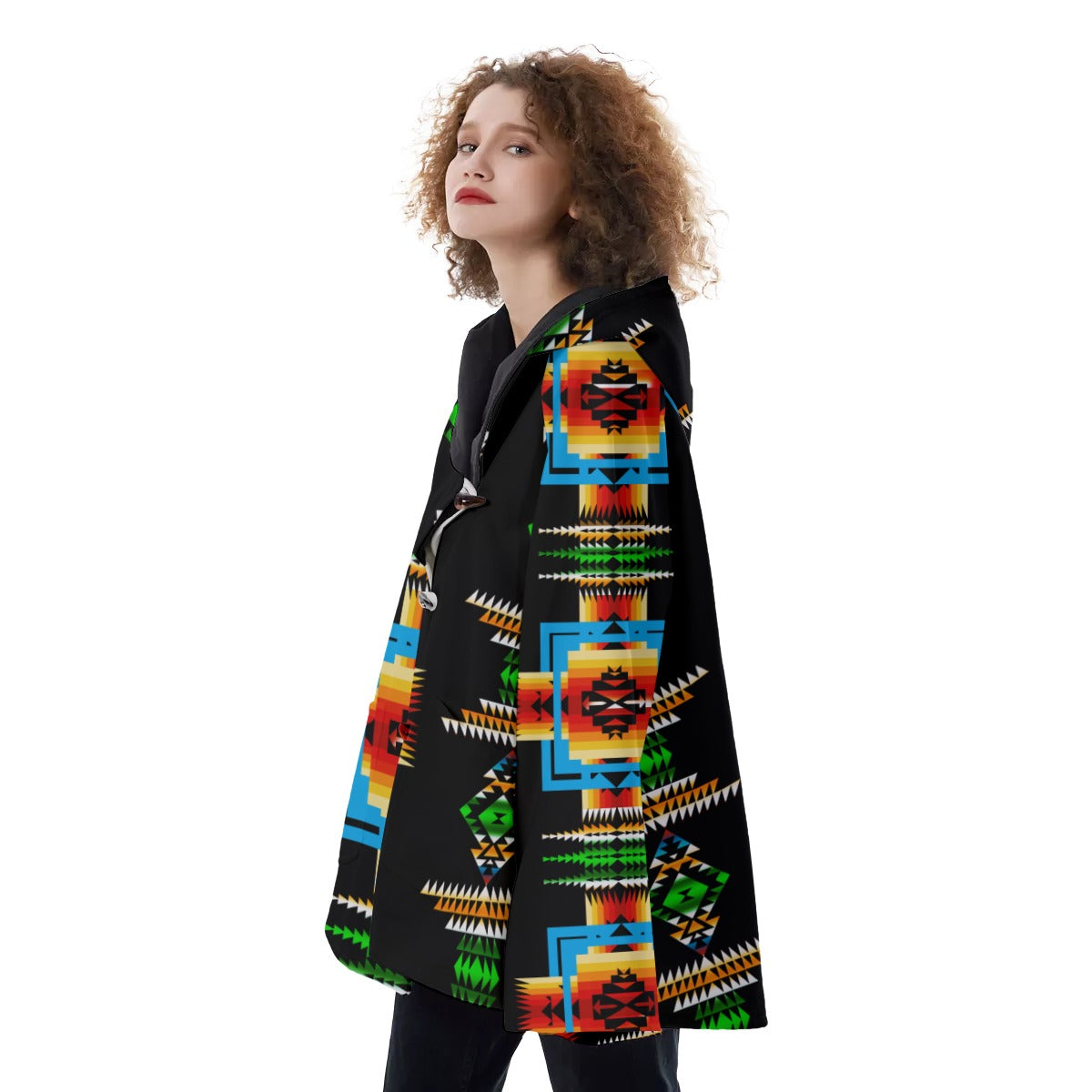 WelcomeNative Native American Hooded Flared Coat, 3D Hooded Coat, All Over Print