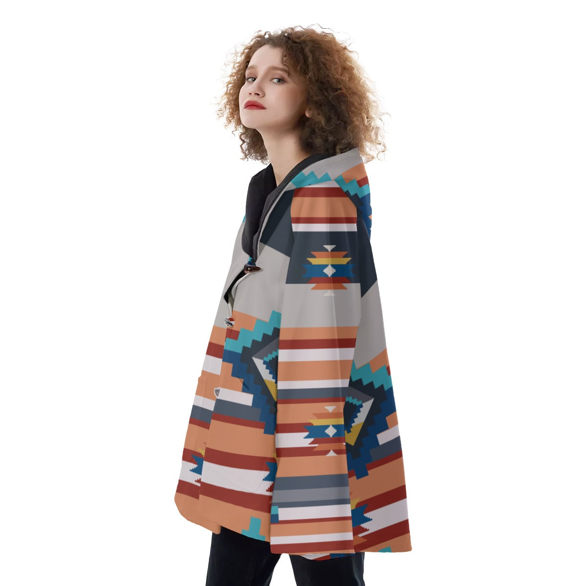 WelcomeNative Native American Hooded Flared Coat, 3D Hooded Coat, All Over Print