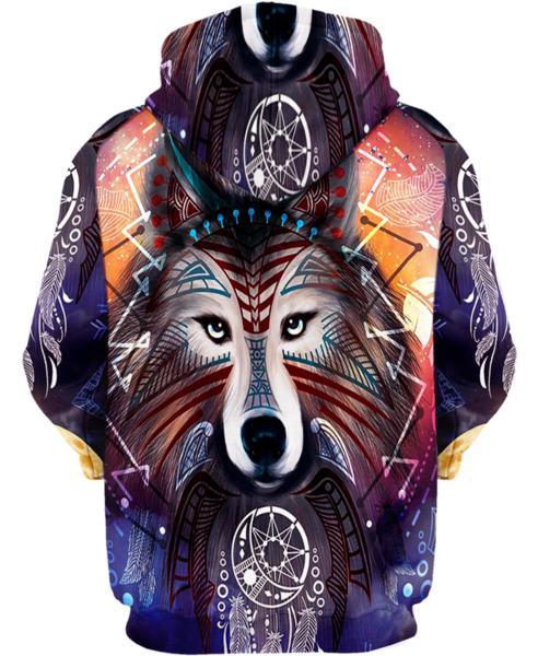 WelcomeNative Wolf Native Hoodie, All Over Print Hoodie, Native American