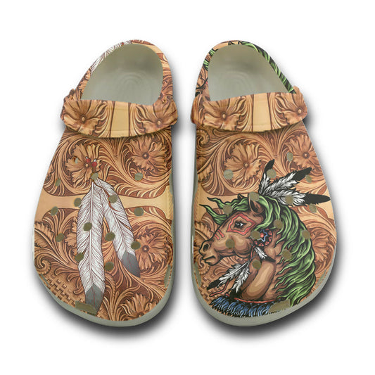 WelcomeNative Native Feather - Horse Clog Shoes For Women and Men