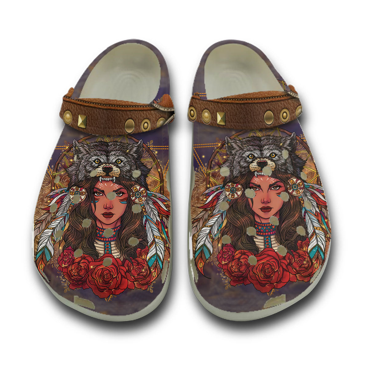 WelcomeNative Wolf Girl Clog Shoes For Women and Men