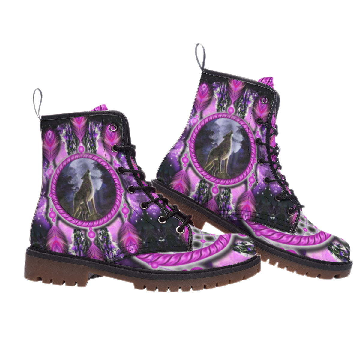 WelcomeNative Wolf Power Leather Martin Short Boots