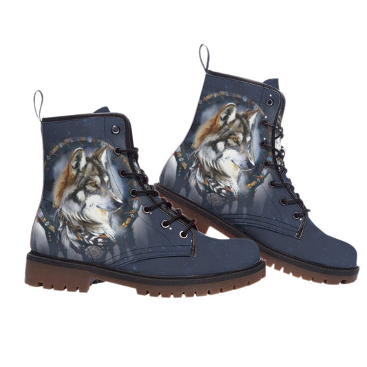 WelcomeNative Wolf Native Leather Martin Short Boots