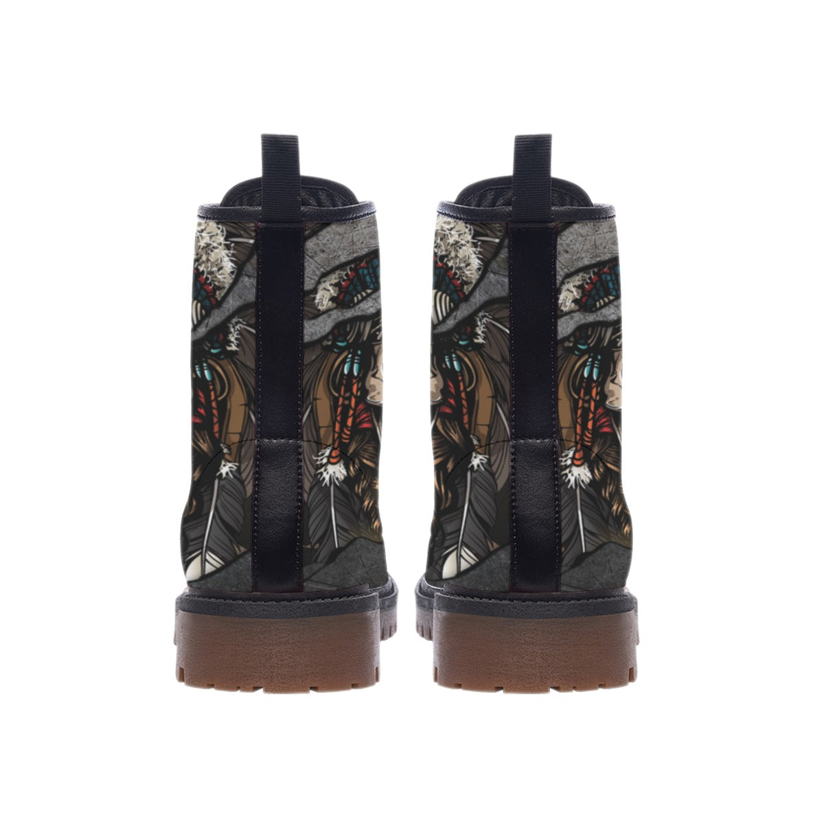 WelcomeNative Skull Flag American Native Leather Martin Short Boots