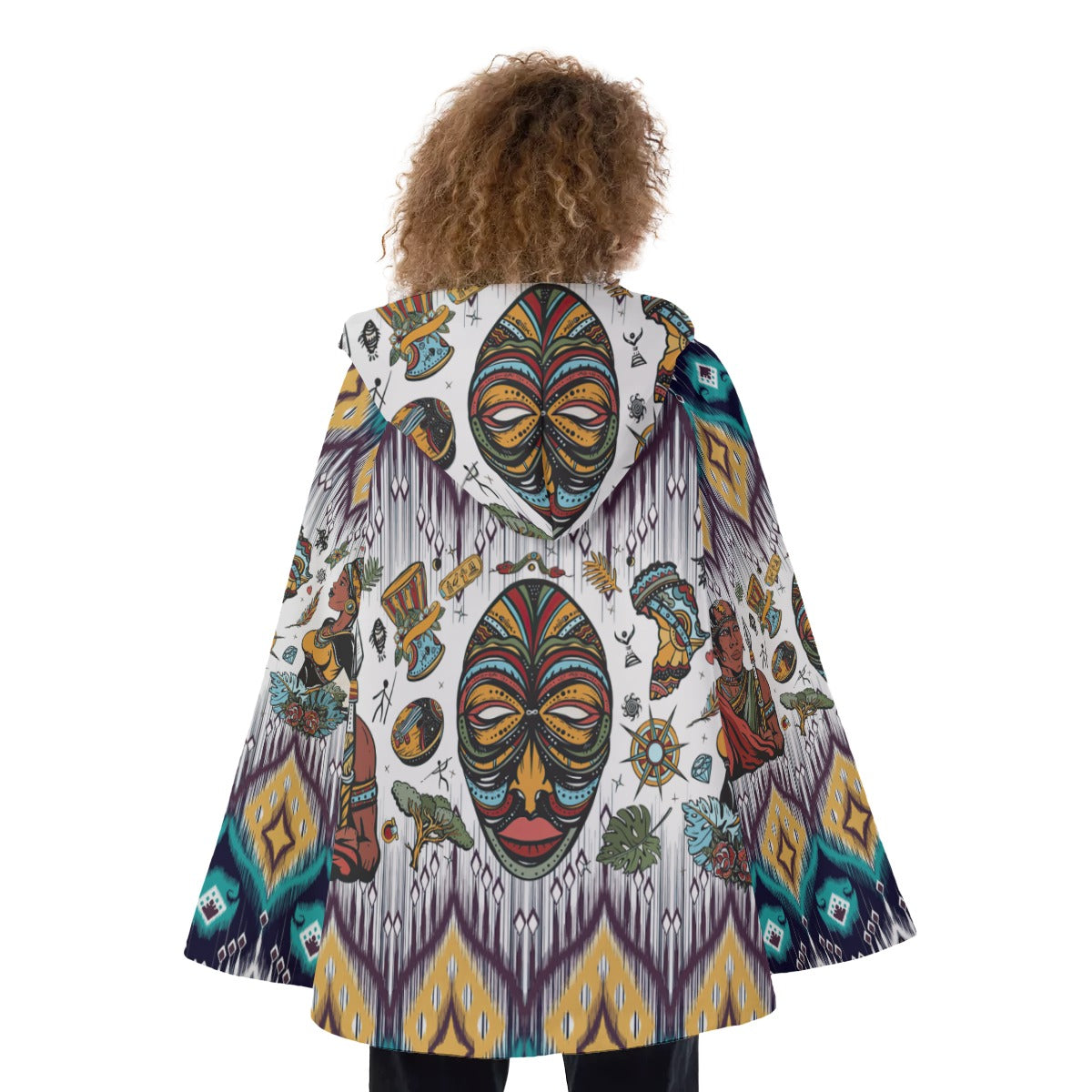 WelcomeNative Native American Hooded Flared Coat, 3D Hooded Coat, All Over Print