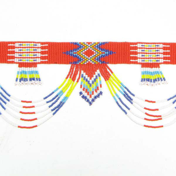 Red Yellow White Rainbow Color Seed Beaded Belly Dance Women'S Waist Belt - Beaded Belts - Welcome Native