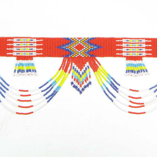 Red Yellow White Rainbow Color Seed Beaded Belly Dance Women'S Waist Belt - Beaded Belts - Welcome Native