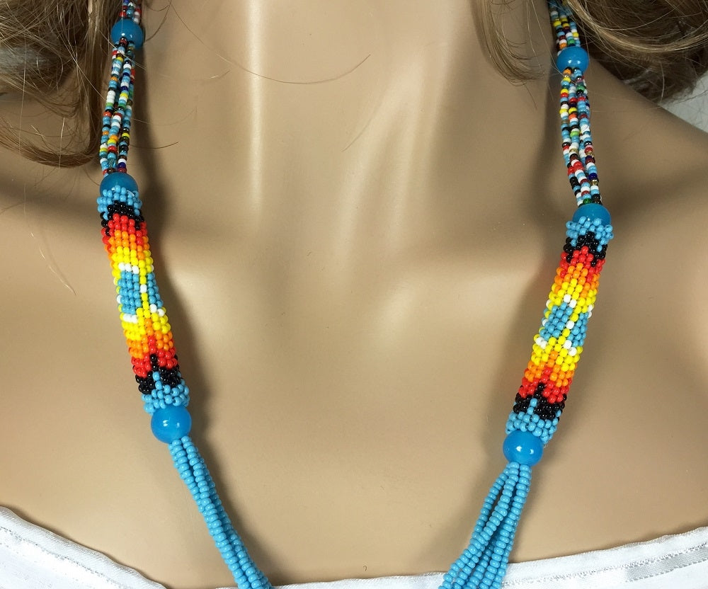 Pair Of Tubular Beaded Beads 2 1/4 Inch - Welcome Native